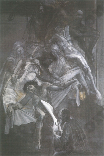 Deposition, mixed media on paper (detail), 123 X 86 cm, 2005.