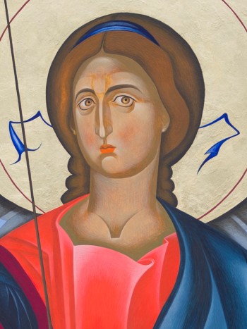 AArchangel Michael, 70 x 50 cm, egg tempera and gold on prepared wood, 2019.