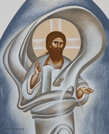 AArchangel Michael, 70 x 50 cm, egg tempera and gold on prepared wood, 2019.