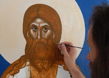 AArchangel Michael, 70 x 50 cm, egg tempera and gold on prepared wood, 2019.