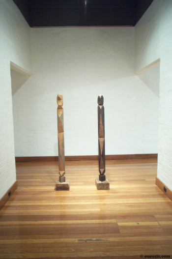  Eve and Adam, hardwood. Photograph from a solo exhibition entitled The Movement of the Body in a Stationary Object, Ivan Dougherty Gallery, Sydney, Australia 2002.
