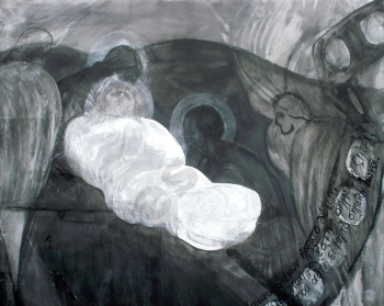 Burial, mixed media on paper (detail), 83 X 59 cm, 2005