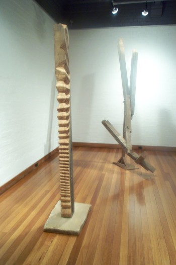 Terirem (left) and The Fall (right). Photograph from a solo exhibition entitled The Movement of the Body in a Stationary Object, Ivan Dougherty Gallery, Sydney, Australia 2002.